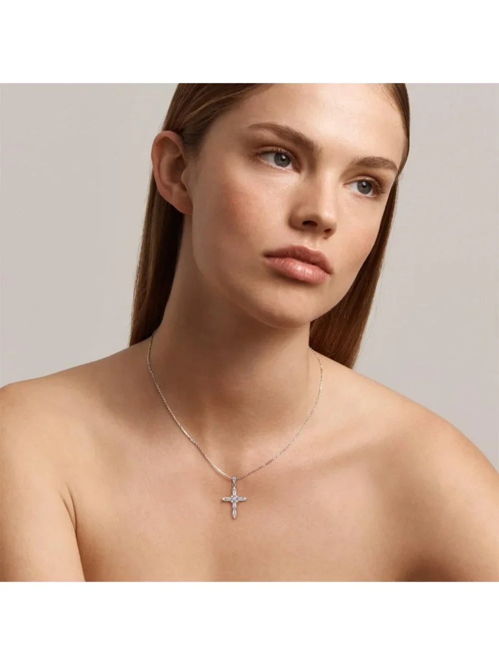 Stunning Moissanite Cross Necklace in Sterling Silver - Perfect Wedding
